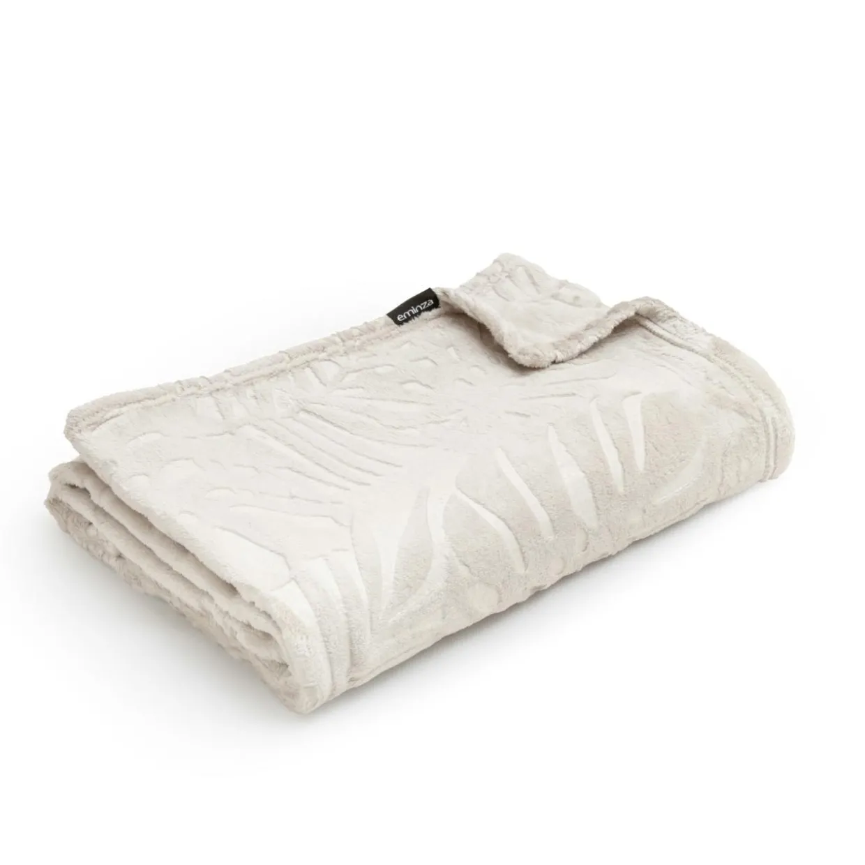 Plaid doux flanelle (180 x 230 cm) Flore Ecru