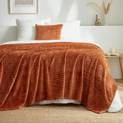 Plaid doux flanelle (180 x 230 cm) Zag Cuivre