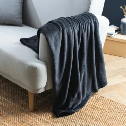 Plaid doux flanelle (130 x 180 cm) Didou Gris anthracite