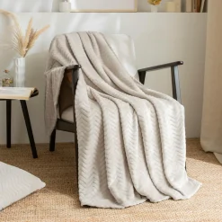 Plaid doux flanelle (125 x 150 cm) Zag Ecru