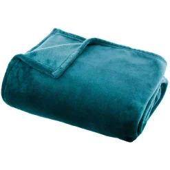 Plaid doux flanelle (125 x 150 cm) Didou Bleu canard