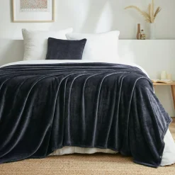 Plaid doux flanelle (180 x 230 cm) Didou Gris anthracite