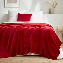 Plaid doux flanelle (180 x 230 cm) Didou Rouge