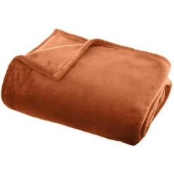 Plaid doux flanelle (220 x 240 cm) Didou Cuivre
