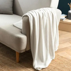 Plaid doux flanelle (130 x 180 cm) Didou Ivoire