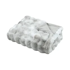 Plaid fausse fourrure (130 x 150 cm) Nebraska Gris perle