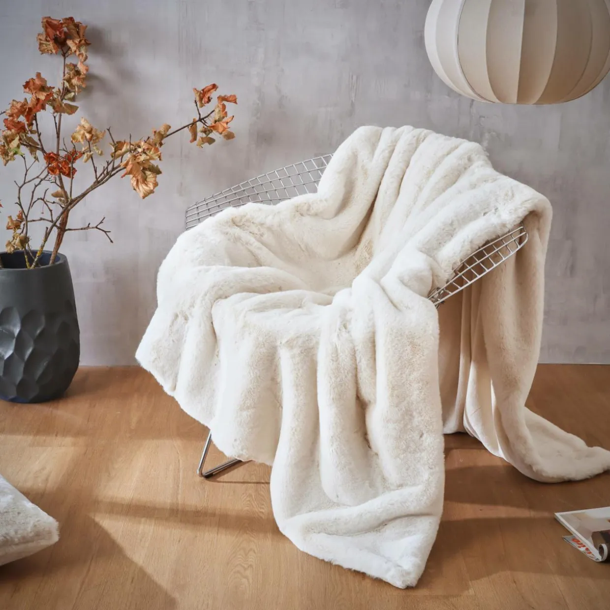 Plaid fausse fourrure (140 x 200 cm) Finn Blanc