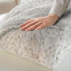 Plaid fausse fourrure (220 x 240 cm) Alaska Ecru