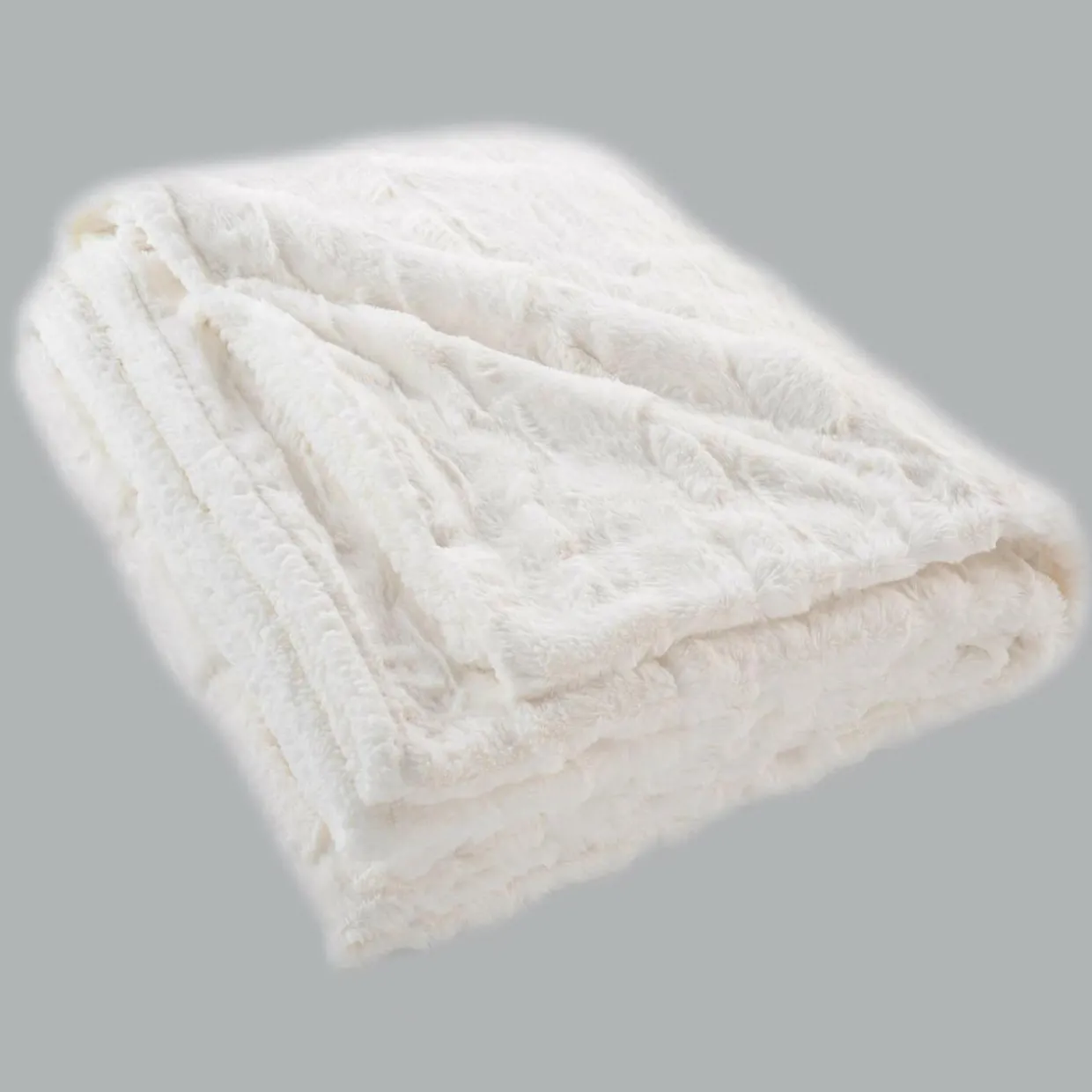 Plaid fausse fourrure (125 x 150 cm) Foxy Ecru