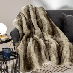 Plaid fausse fourrure (120 x 160 cm) Grizzly Beige