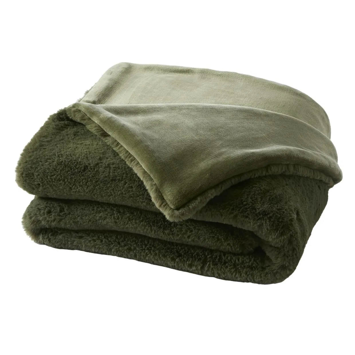 Plaid fausse fourrure (140 x 200 cm) Finn Vert kaki