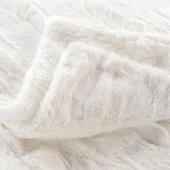 Plaid fausse fourrure (180 x 220 cm) Foxy Ecru