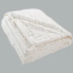 Plaid fausse fourrure (180 x 220 cm) Foxy Ecru