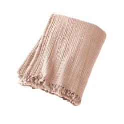 Plaid gaze de coton (130 x 160 cm) Gaïa Rose poudré