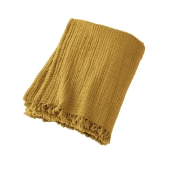 Plaid gaze de coton (130 x 160 cm) Gaïa Jaune safran