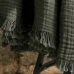 Plaid gaze de coton (180 x 220 cm) Gaïa Vert romarin