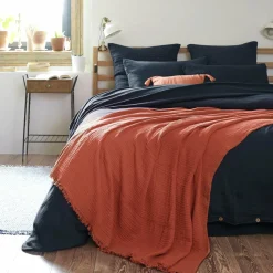 Plaid gaze de coton (180 x 220 cm) Gaïa Terracotta