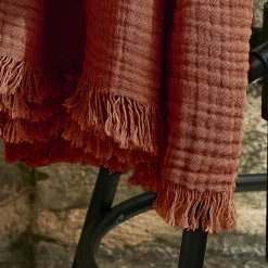 Plaid gaze de coton (180 x 220 cm) Gaïa Terracotta