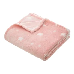 Plaid polaire phosphorescent enfant (125 x 150 cm) Voie lactée Rose
