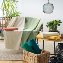 Plaid polycoton (180 x 220 cm) Lucile Bleu