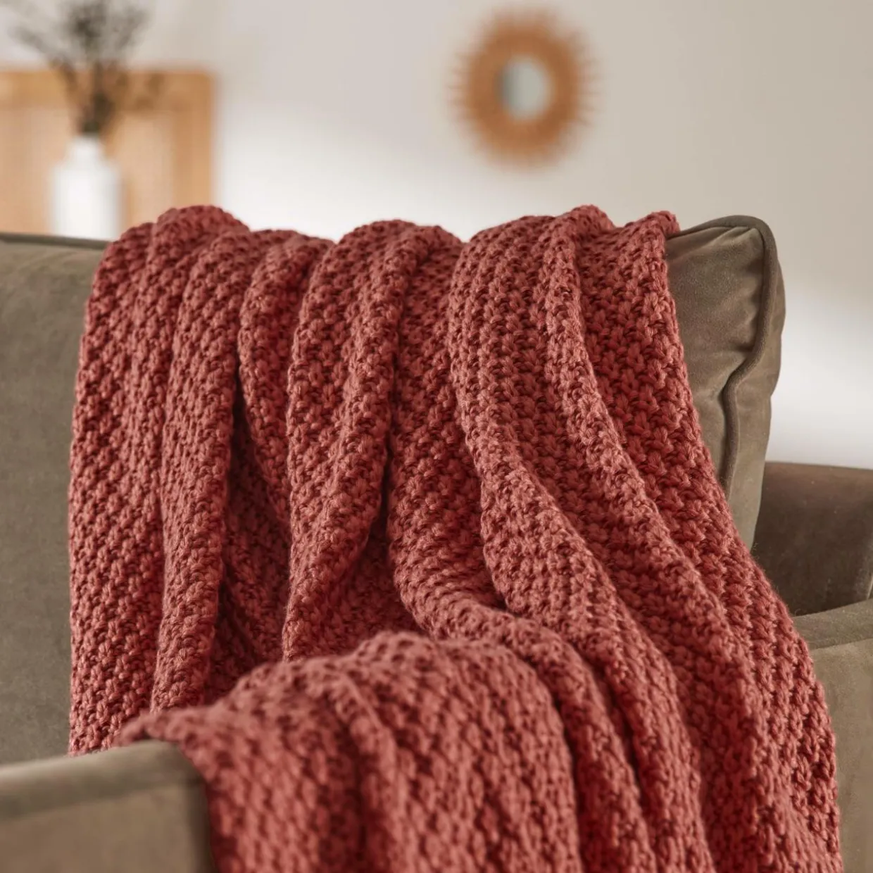 Plaid tricot (125 x 150 cm) Tessa Terracotta