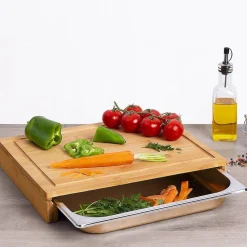 Planche à découper avec bac récupérateur (35 x 28 cm) Bois naturel