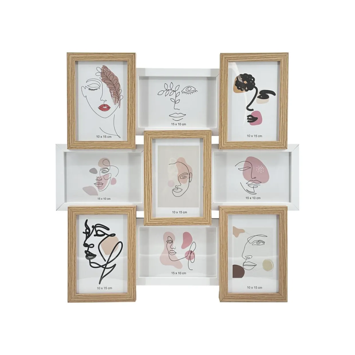 Pêle-mêle mural 9 photos bois (H45 cm) Zola Beige