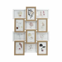 Pêle-mêle mural 12 photos bois (H59 cm) Zola Beige
