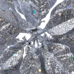 Poinsettia de Noël pailletées sur clip (D23 cm) Argent