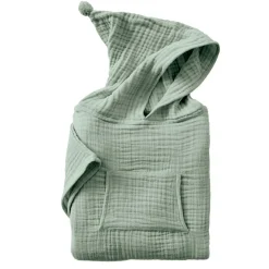 Poncho de bain enfant gaze de coton 2/5 ans Gaïa Vert eucalyptus