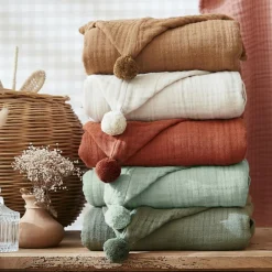 Poncho de bain enfant gaze de coton 2/5 ans Gaïa Terracotta