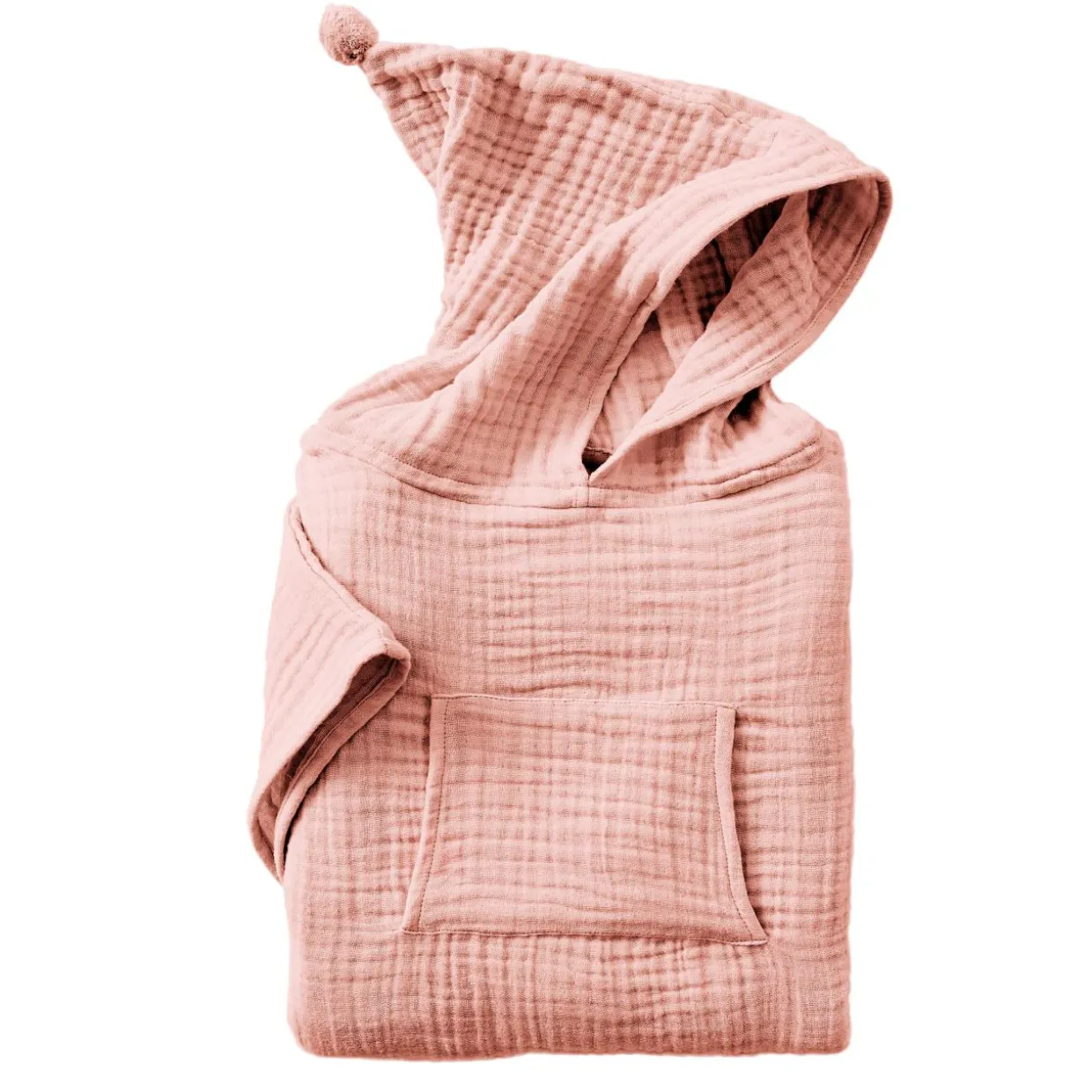 Poncho de bain enfant gaze de coton 2/5 ans Gaïa Rose pêche