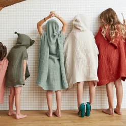 Poncho de bain enfant gaze de coton 6/10 ans Gaïa Terracotta