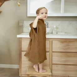 Poncho de bain enfant gaze de coton 6/10 ans Gaïa Camel