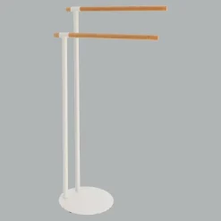 Porte serviette 2 barres (H77 cm) Bambou Blanc