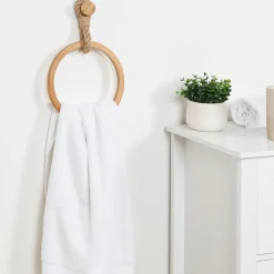 Porte serviette adhésif arrondi (D21 cm) Corde Naturel