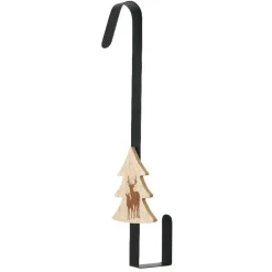 Porte-couronne pour porte (H38 cm) Sapin et rennes Noir