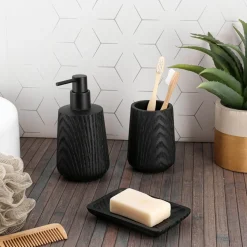 Porte-savon en résine effet bois Scandi Noir