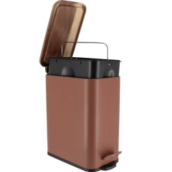 Poubelle salle de bain métal et acacia Season color Ambre