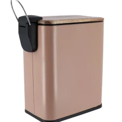 Poubelle salle de bain métal et acacia Season color Caramel