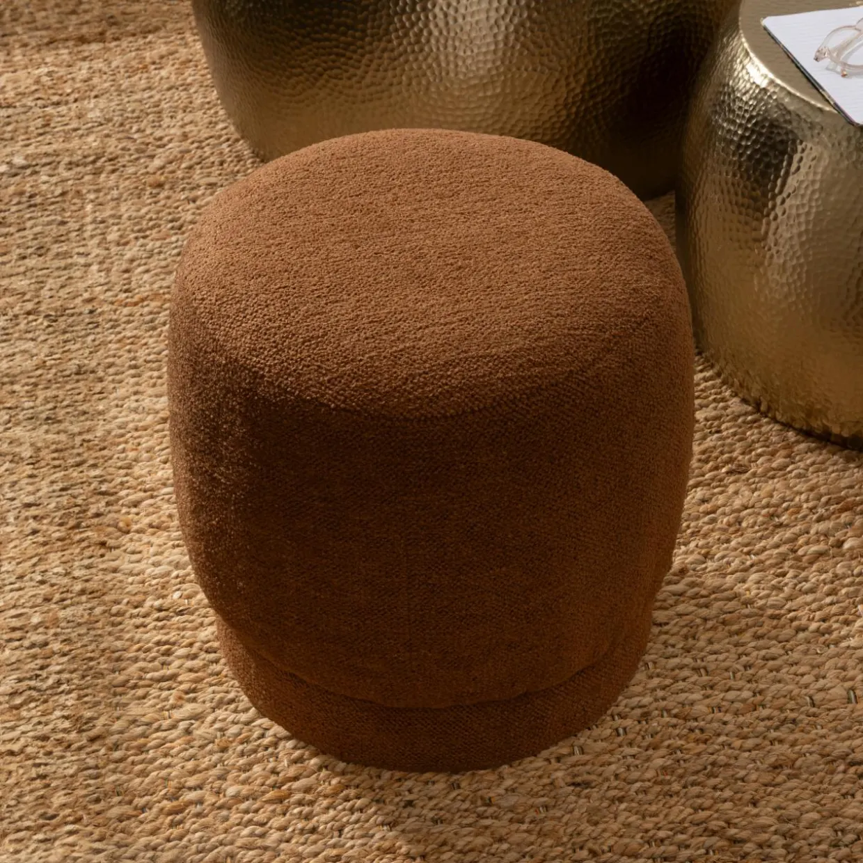 Pouf bouclette (D39 cm) Améa Orange