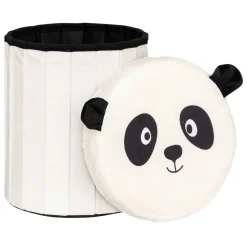 Pouf coffre pliant enfant (H38 cm) Panda Noir