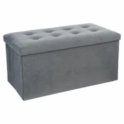 Pouf de rangement double Lysandre Velours Gris