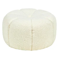Pouf rond bouclette (D40 x H22 cm) Blanc polaire