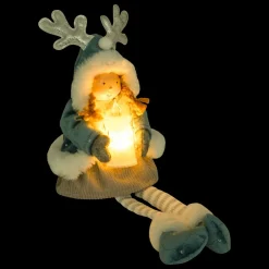 Poupée lumineuse assise (H41 cm) Alice et bougie Bleu ciel