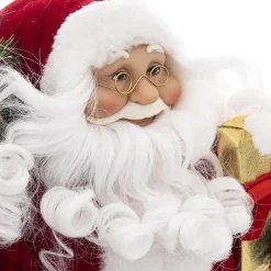 Père Noël déco Traditionnel velours (H45 cm) Félix et cadeaux