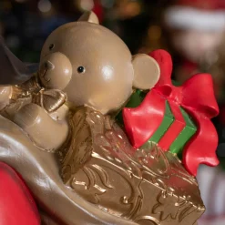 Père Noël Géant sur piles (H166 cm) Klaus et sa lanterne illuminée