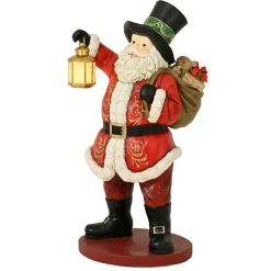 Père Noël Géant sur piles (H166 cm) Klaus et sa lanterne illuminée