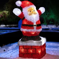 Père Noël lumineux 40 LED (H30 cm) Gaston Blanc froid