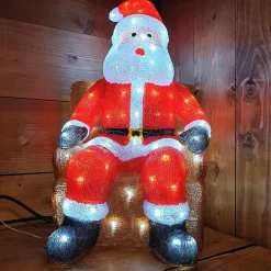 Père Noël lumineux assis 100 LED (H60 cm) Blanc froid